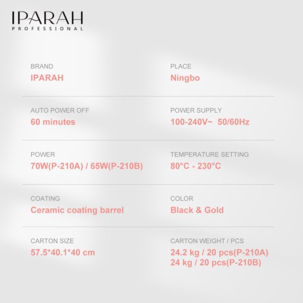 P-210 Hair Curling Iron buy iparah professional 3P-210 Hair Curling Iron buy iparah professional 6